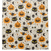かわいいレトロハロウィーンパターン シャワーカーテン (正面)