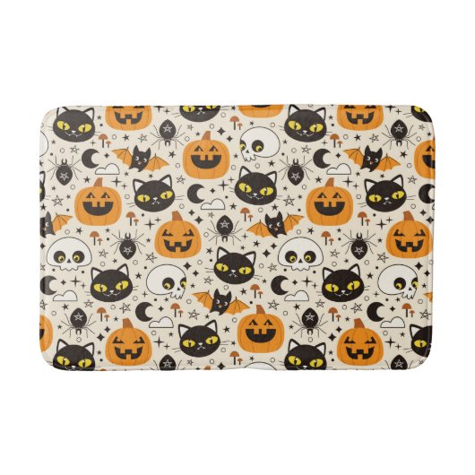 かわいいレトロハロウィーンパターン バスマット (正面)