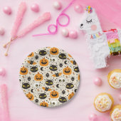 かわいいレトロハロウィーンパターン ペーパープレート (パーティー)