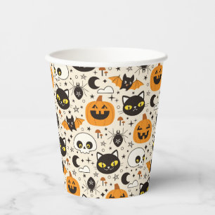 かわいいレトロハロウィーンパターン 紙コップ