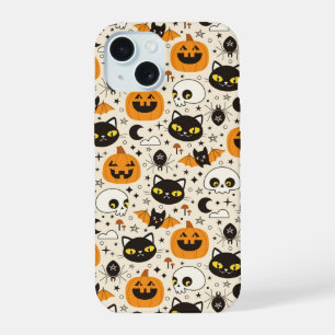 かわいいレトロハロウィーンパターン iPhone 15ケース