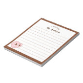 かわいいレトロハート新学期ブラウン ノートパッド (回転)