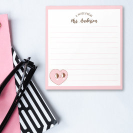 かわいいレトロハート新学期 ノートパッド