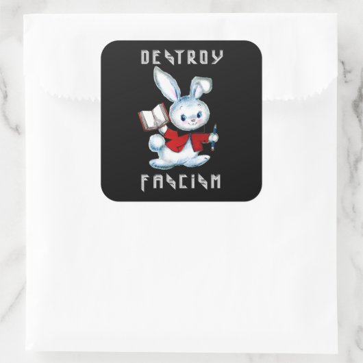 かわいいレトロバニー – ファシズムを破壊 スクエアシール (バッグ)