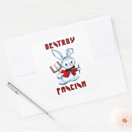 かわいいレトロバニー – ファシズムを破壊 スクエアシール (封筒)