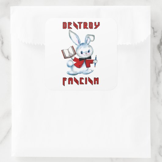 かわいいレトロバニー – ファシズムを破壊 スクエアシール (バッグ)