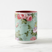 かわいいレトロバラ壁紙きれいフローラヴィンテージ マグカップ (中央)