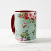 かわいいレトロバラ壁紙きれいフローラヴィンテージ マグカップ (正面左)