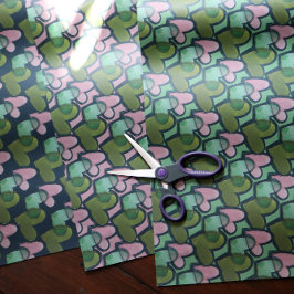 かわいいレトロバレンタインデーハートバレンタイン ラッピングペーパーシート