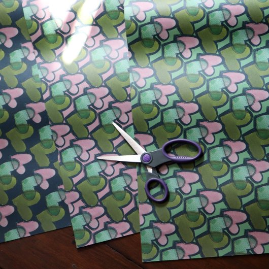 かわいいレトロバレンタインデーハートバレンタイン ラッピングペーパーシート