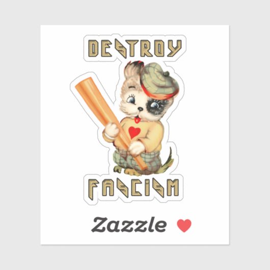 かわいいレトロパピー – ファシズムを破壊 シール (シート)