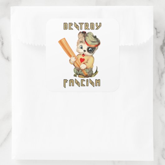 かわいいレトロパピー – ファシズムを破壊 スクエアシール (バッグ)