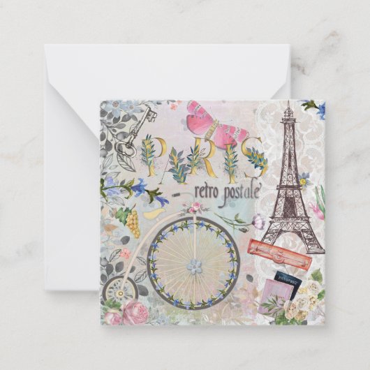 かわいいレトロパリ ノートカード (正面)