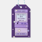 かわいいレトロパープルアーケードゲーム子供の誕生日 ギフトタグ (正面)