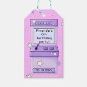 かわいいレトロパープルアーケードゲーム子供の誕生日 ギフトタグ (正面)