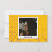 かわいいレトロパープルイエローティール（緑がかった色）オレンジグラッド写真 サンキューカード (裏面)