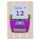 かわいいレトロパープルタイプライターラブパーティー テーブルナンバー (正面)