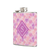 かわいいレトロパープルバラフローラモノグラム フラスク (左)