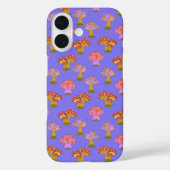 かわいいレトロヒッピーのキノコの模様(紫) Case-Mate iPhoneケース (裏面)