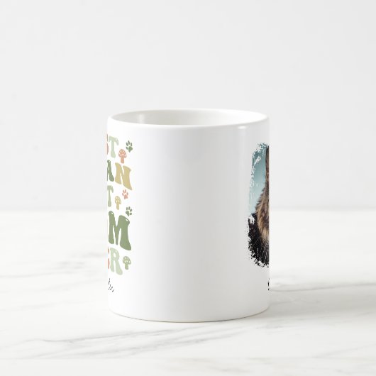 かわいいレトロビーガン猫ママカスタム写真 コーヒーマグカップ (中央)