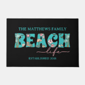 かわいいレトロビーチライフ名前をカスタムする ドアマット (正面)
