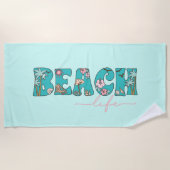 かわいいレトロビーチライフ ビーチタオル (正面)