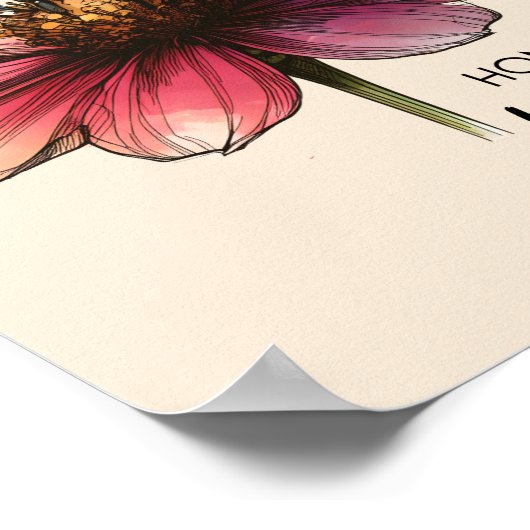 かわいいレトロビーユアインスピレーション引用文フローラ ポスター (角)