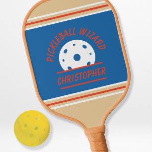 かわいいレトロピックルボールウィザード名ブルーオレンジ ピックルボールラケット