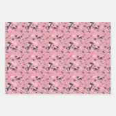 かわいいレトロピンクのクリスマス猫 ラッピングペーパーシート (正面3)