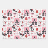 かわいいレトロピンクのクリスマス猫 ラッピングペーパーシート (正面2)