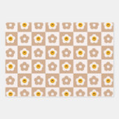 かわいいレトロピンクのデイジー ラッピングペーパーシート (正面2)