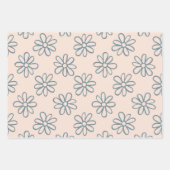 かわいいレトロピンクのデイジー ラッピングペーパーシート (正面)