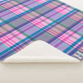 かわいいレトロピンクの格子模様パーソナライズされた名 シェルパブランケット (3/4)