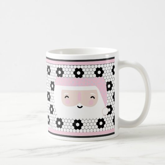 かわいいレトロピンククリスマス コーヒーマグカップ (右)