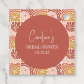 かわいいレトロピンクサビ花柄オーダーメイド ブライダルシャワー フェイバータグ (裏面)