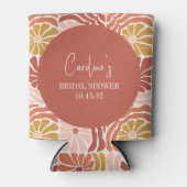 かわいいレトロピンクサビ花柄オーダーメイド ブライダルシャワー 缶クーラー (正面)