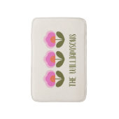 かわいいレトロピンクスカンジナビアパーソナライズされた花 バスマット (正面縦)