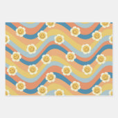 かわいいレトロピンクデイジー ラッピングペーパーシート (正面2)