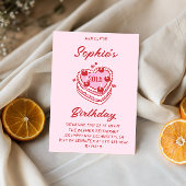 かわいいレトロピンクハートケーキ 30歳の誕生日パーティー 招待状