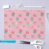 かわいいレトロピンクプレゼントクリスマスホリデー 薄葉紙 (クラフト)