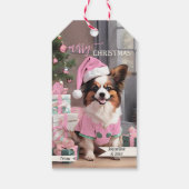 かわいいレトロピンク犬のクリスマス ギフトタグ (裏面)