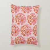 かわいいレトロピンク – オレンジ色の抽象芸術花 アクセントクッション (裏面(縦))