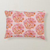 かわいいレトロピンク – オレンジ色の抽象芸術花 アクセントクッション (裏面)