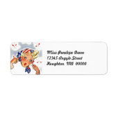 かわいいレトロファイアークラッカーレディ差出人住所ラベル ラベル (正面)