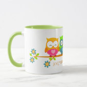 かわいいレトロフクロカップルバレンタインラブユーOwlays マグカップ (左)