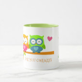 かわいいレトロフクロカップルバレンタインラブユーOwlays マグカップ (中央)
