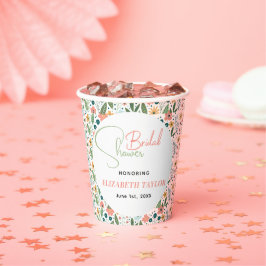 かわいいレトロフラワーの花嫁のシャワー 紙コップ