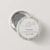 かわいいレトロフラワーの花嫁のシャワー 缶バッジ (正面&裏面)