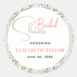 かわいいレトロフラワーの花嫁シャワー ラウンドシール