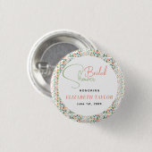 かわいいレトロフラワーの花嫁シャワー 缶バッジ (正面&裏面)